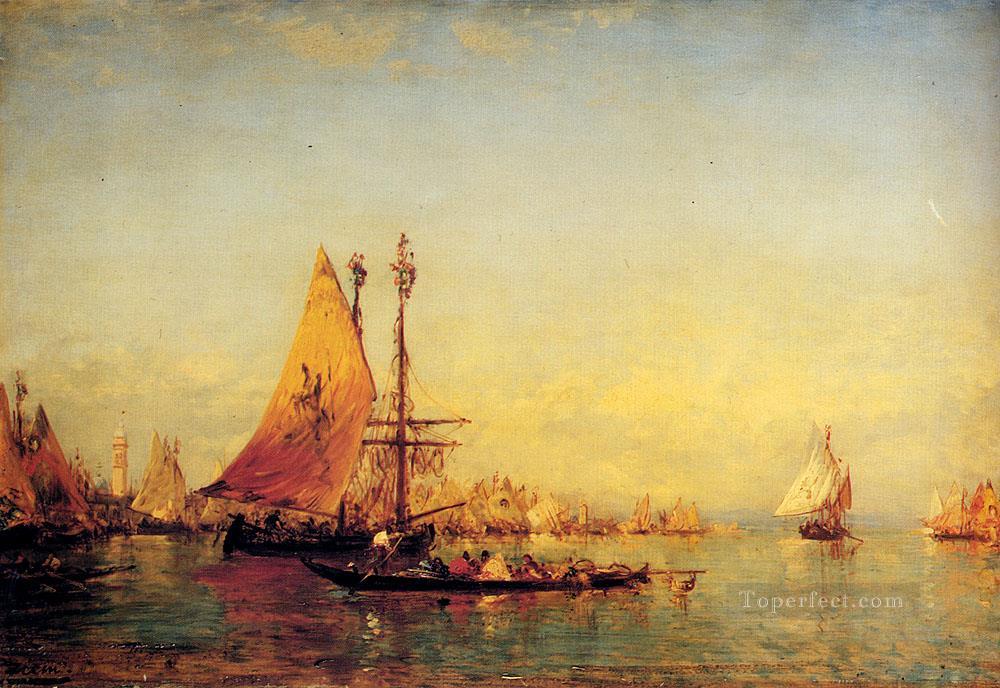 The Grand Canal Venice 1 boat Barbizon Felix Ziem seascape Oil Paintings